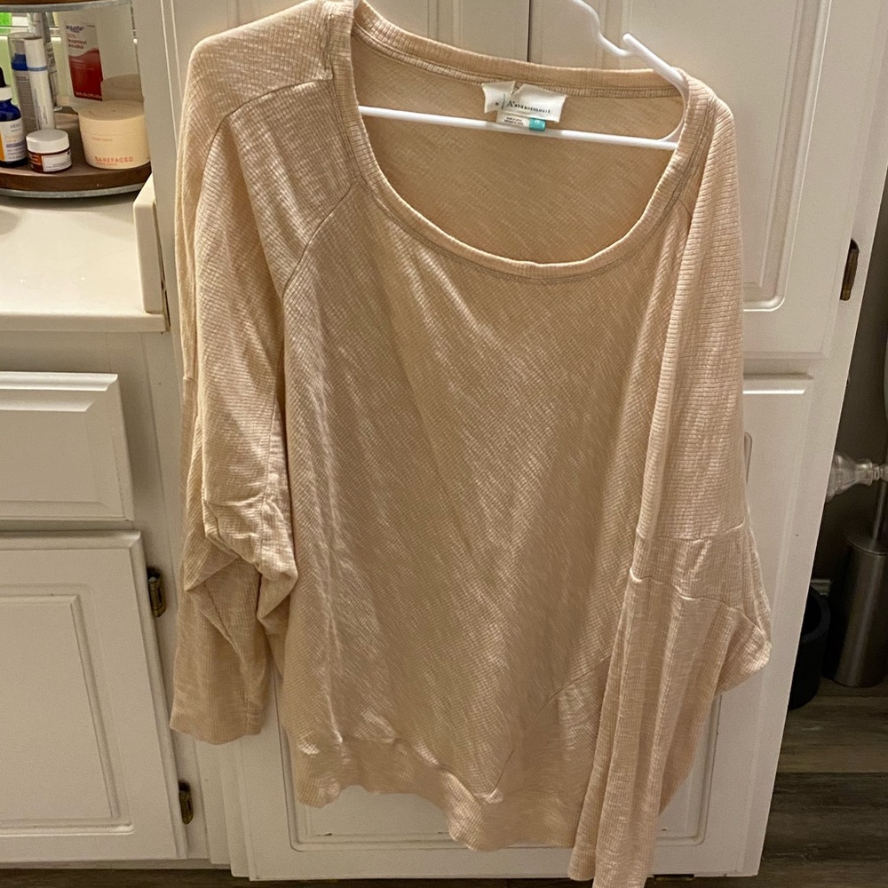 Anthropologie Asymmetrical Hem Long-sleeve Top